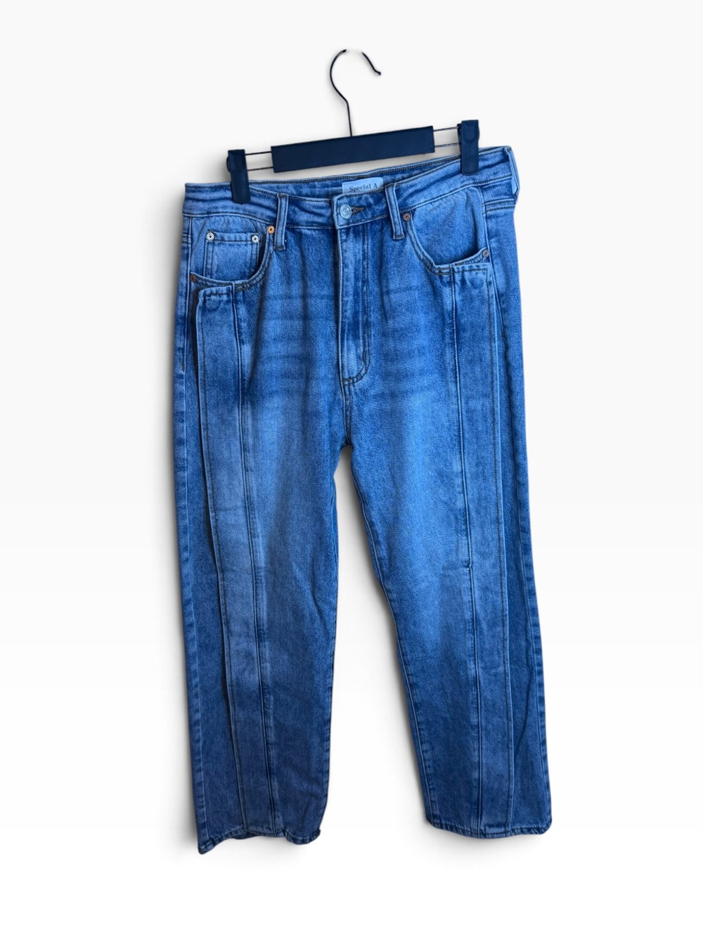 Special A High Waisted Front Panel Seam Baggy Jeans